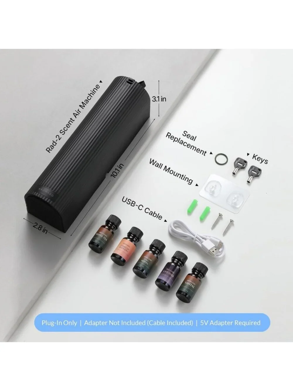 Waterless Essential Oil Diffuser Kit with Cold Air Tech, 1500 Sq.Ft Coverage
